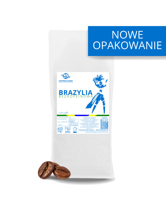 KAWA BRAZYLIA BEZKOFEINOWA 100% arabiki 1000g