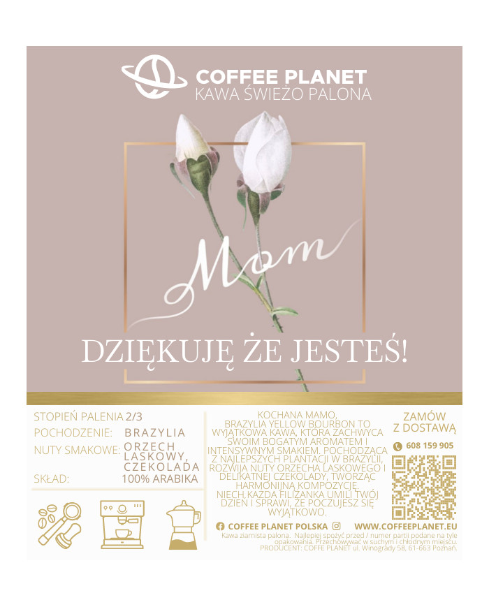 KAWA ŚWIEŻO PALONA 1KG NA DZIEŃ MAMY 100% ARABIKI