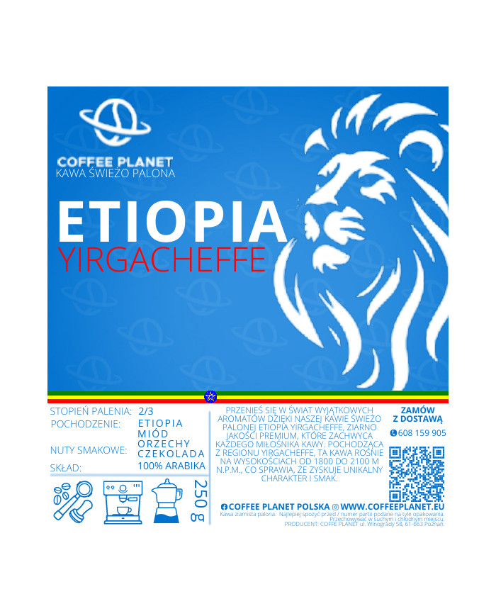 KAWA ŚWIEŻO PALONA ETIOPIA YIRGACHEFFE 250g