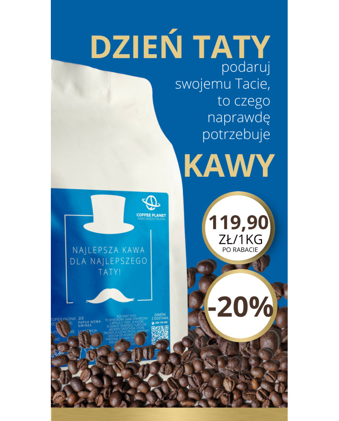 KAWA ŚWIEŻO PALONA 1KG NA DZIEŃ TATY 100% ARABIKI