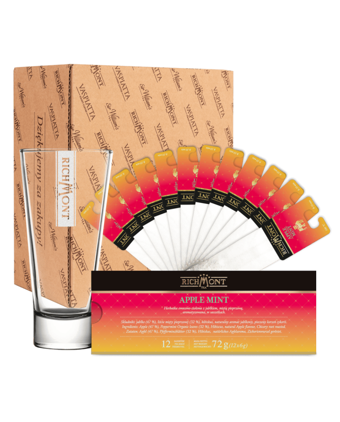 Zestaw Herbata Richmont Apple Mint 12 Saszetek + Szklanka Richmont Ice