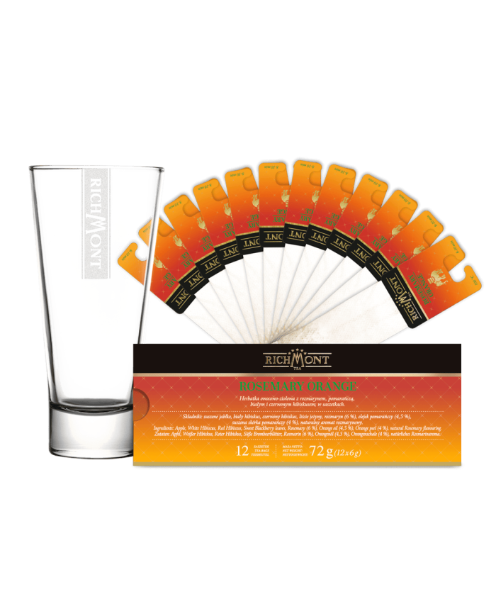Zestaw Herbata Richmont Rosemary Orange 12 Saszetek + Szklanka Richmont Ice