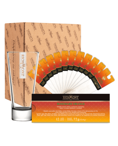 Zestaw Herbata Richmont Rosemary Orange 12 Saszetek + Szklanka Richmont Ice Zestaw Herbata Richmont Rosemary Orange 12 Saszetek + Szklanka Richmont Ice