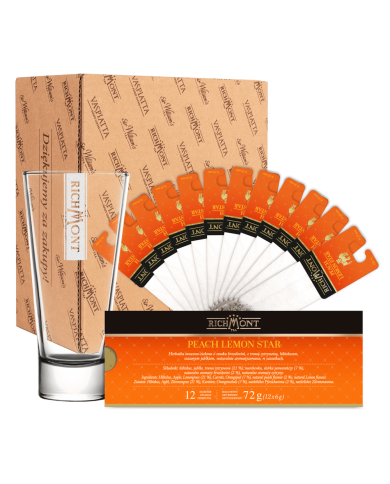 Zestaw Richmont Peach Lemon 12 Saszetek + Szklanka Richmont Ice Zestaw Richmont Peach Lemon 12 Saszetek + Szklanka Richmont Ice