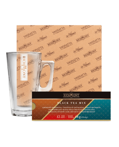 Zestaw Mix Czarnych Herbat Richmont + Szklanka Richmont Hot Zestaw Mix Czarnych Herbat Richmont + Szklanka Richmont Hot