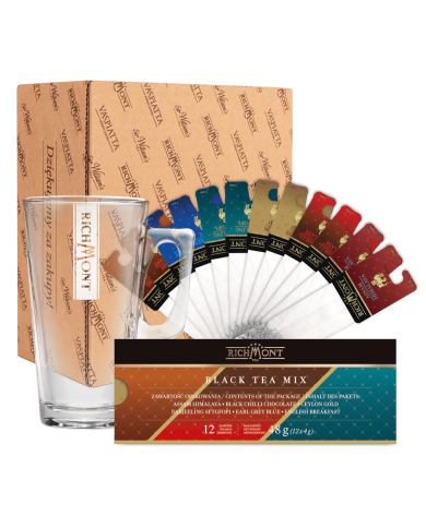 Zestaw Mix Czarnych Herbat Richmont + Szklanka Richmont Hot Zestaw Mix Czarnych Herbat Richmont + Szklanka Richmont Hot