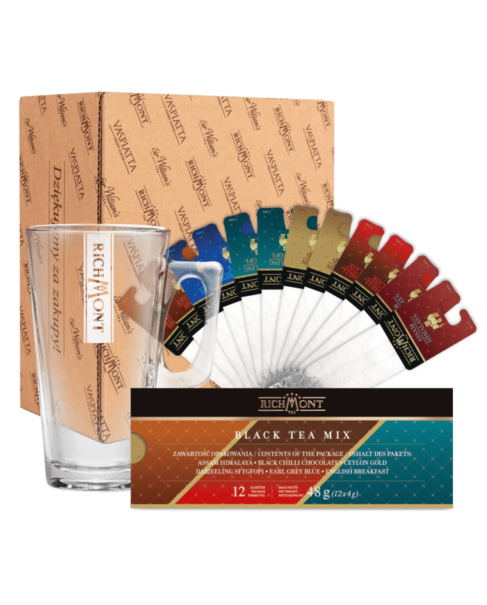 Zestaw Mix Czarnych Herbat Richmont + Szklanka Richmont Hot