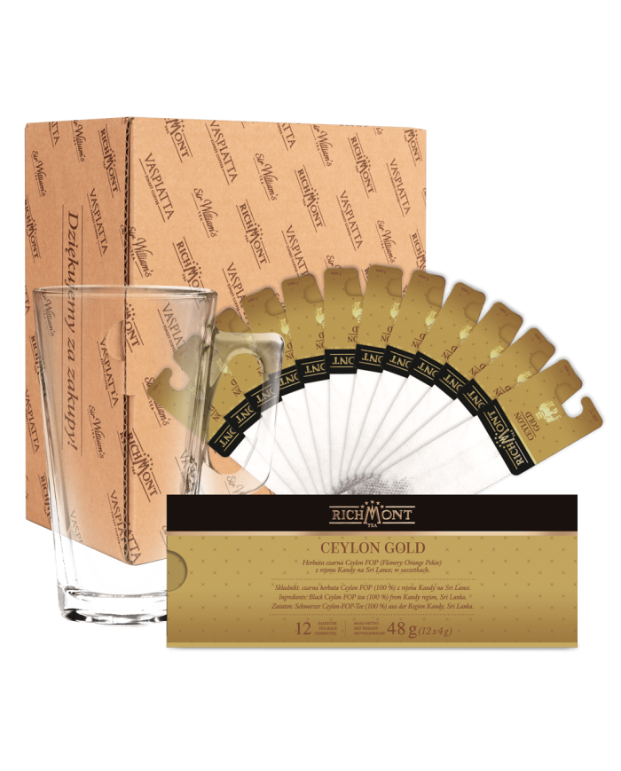 Zestaw Richmont Ceylon Gold 12 Saszetek + Szklanka Richmont Hot