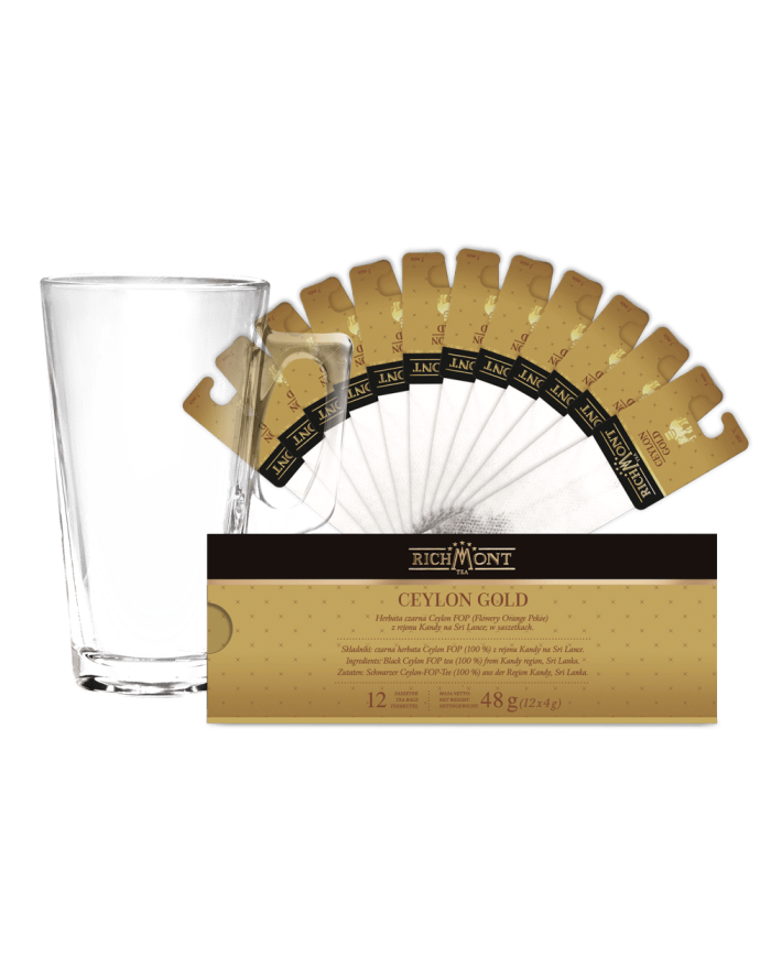 Zestaw Richmont Ceylon Gold 12 Saszetek + Szklanka Richmont Hot