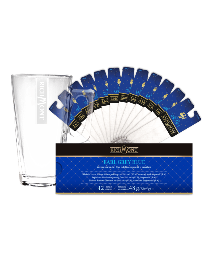 Zestaw Richmont Earl Grey Blue 12 Saszetek + Szklanka Richmont Hot