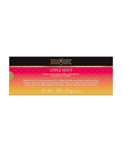Zestaw Herbata Richmont Apple Mint 12 Saszetek + Szklanka Richmont Hot Zestaw Herbata Richmont Apple Mint 12 Saszetek + Szklanka Richmont Hot