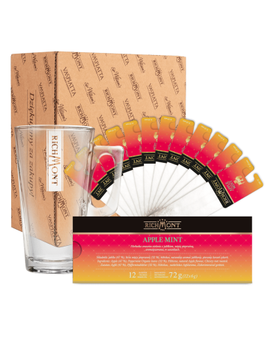 Zestaw Herbata Richmont Apple Mint 12 Saszetek + Szklanka Richmont Hot Zestaw Herbata Richmont Apple Mint 12 Saszetek + Szklanka Richmont Hot