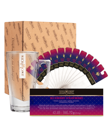 Zestaw Richmont Blueberry Strawberry 12 Saszetek + Szklanka Richmont Hot Zestaw Richmont Blueberry Strawberry 12 Saszetek + Szklanka Richmont Hot