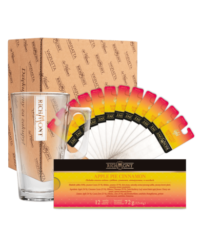 Zestaw Richmont Apple Pie Cinnamon 12 Saszetek + Szklanka Richmont Hot Zestaw Richmont Apple Pie Cinnamon 12 Saszetek + Szklanka Richmont Hot