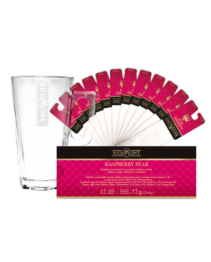 Zestaw Richmont Raspberry Pear 12 Saszetek + Szklanka Richmont Hot