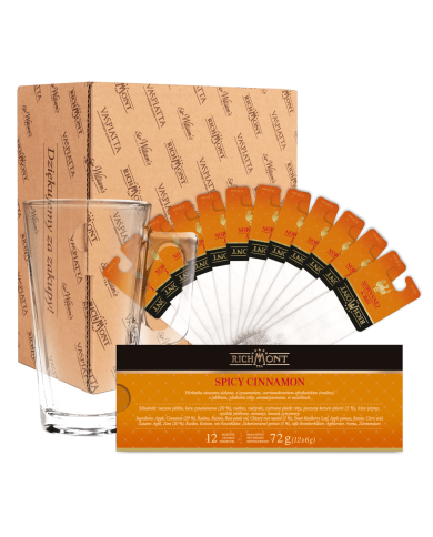 Zestaw Richmont Spicy Cinnamon 12 Saszetek + Szklanka Richmont Hot Zestaw Richmont Spicy Cinnamon 12 Saszetek + Szklanka Richmont Hot
