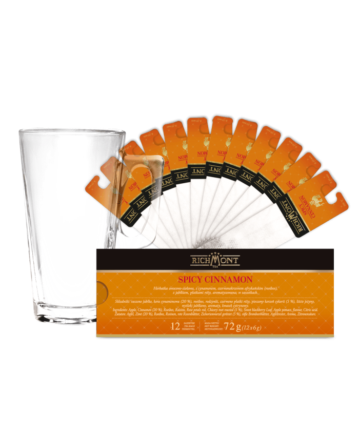 Zestaw Richmont Spicy Cinnamon 12 Saszetek + Szklanka Richmont Hot