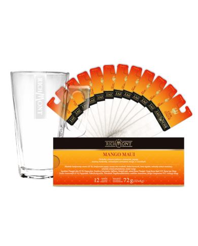 Zestaw Herbata Richmont Mango Maui 12 Saszetek + Szklanka Richmont Hot Zestaw Herbata Richmont Mango Maui 12 Saszetek + Szklanka Richmont Hot