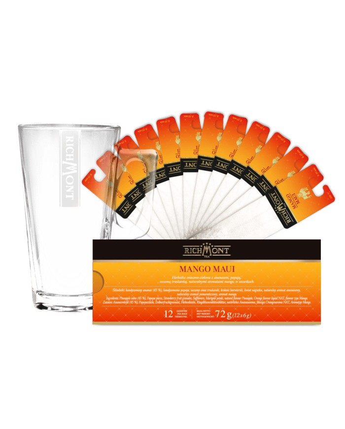 Zestaw Herbata Richmont Mango Maui 12 Saszetek + Szklanka Richmont Hot