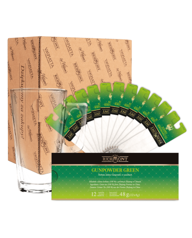 Zestaw Richmont Gunpowder Green 12 Saszetek + Szklanka Richmont Hot Zestaw Richmont Gunpowder Green 12 Saszetek + Szklanka Richmont Hot
