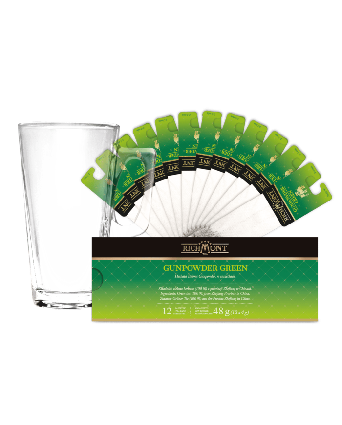 Zestaw Richmont Gunpowder Green 12 Saszetek + Szklanka Richmont Hot