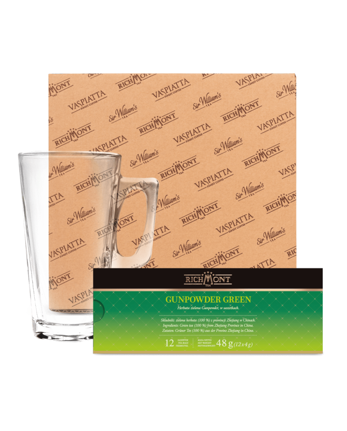 Zestaw Richmont Gunpowder Green 12 Saszetek + Szklanka Richmont Hot