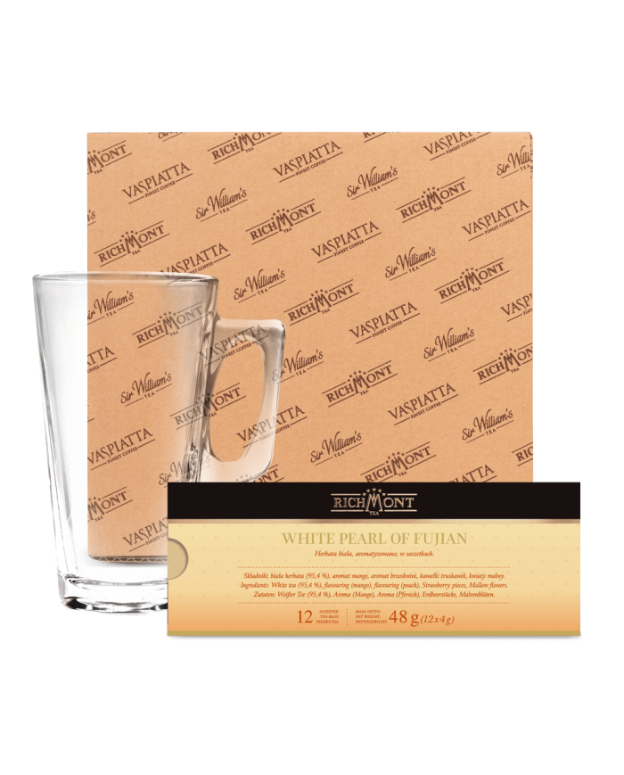 Zestaw Richmont White Pearl of Fujian 12 Saszetek + Szklanka Richmont Hot