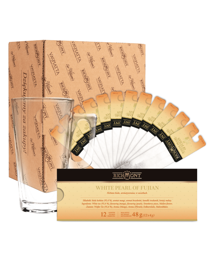 Zestaw Richmont White Pearl of Fujian 12 Saszetek + Szklanka Richmont Hot