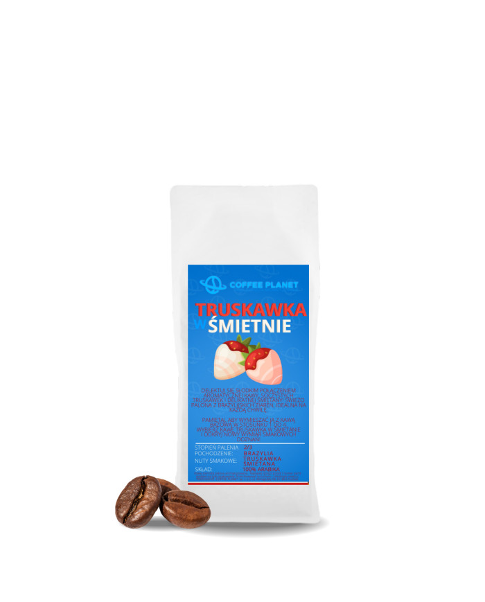 KAWA SMAKOWA ZIARNISTA 100g TRUSKAWKA W ŚMIETANIE