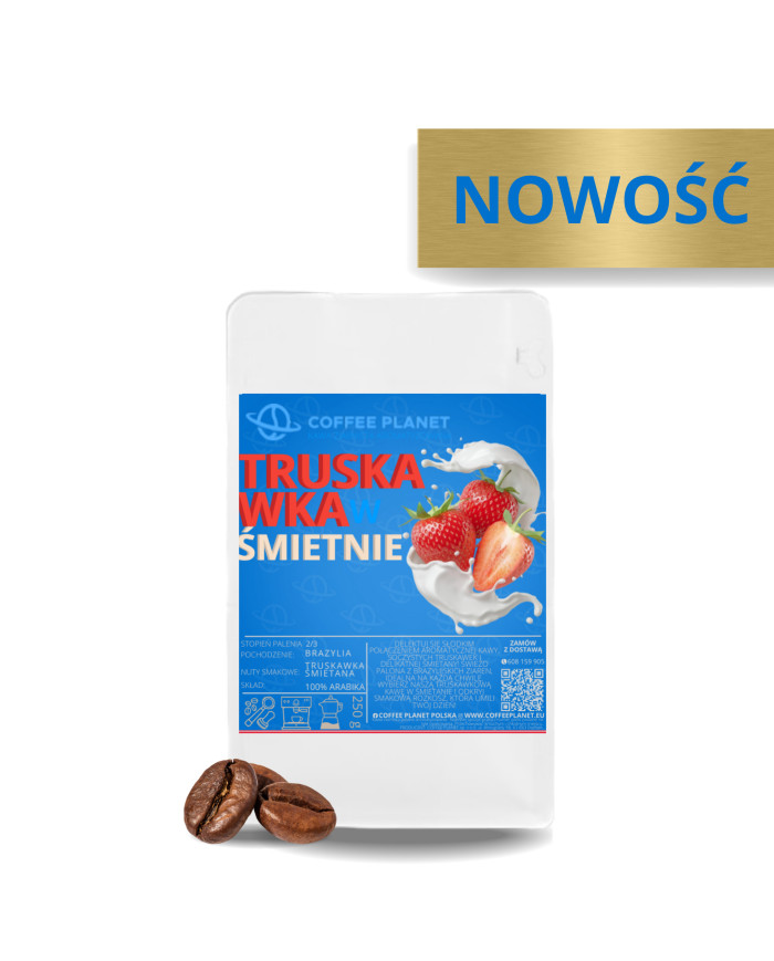 KAWA SMAKOWA ZIARNISTA 250g TRUSKAWKA W ŚMIETANIE