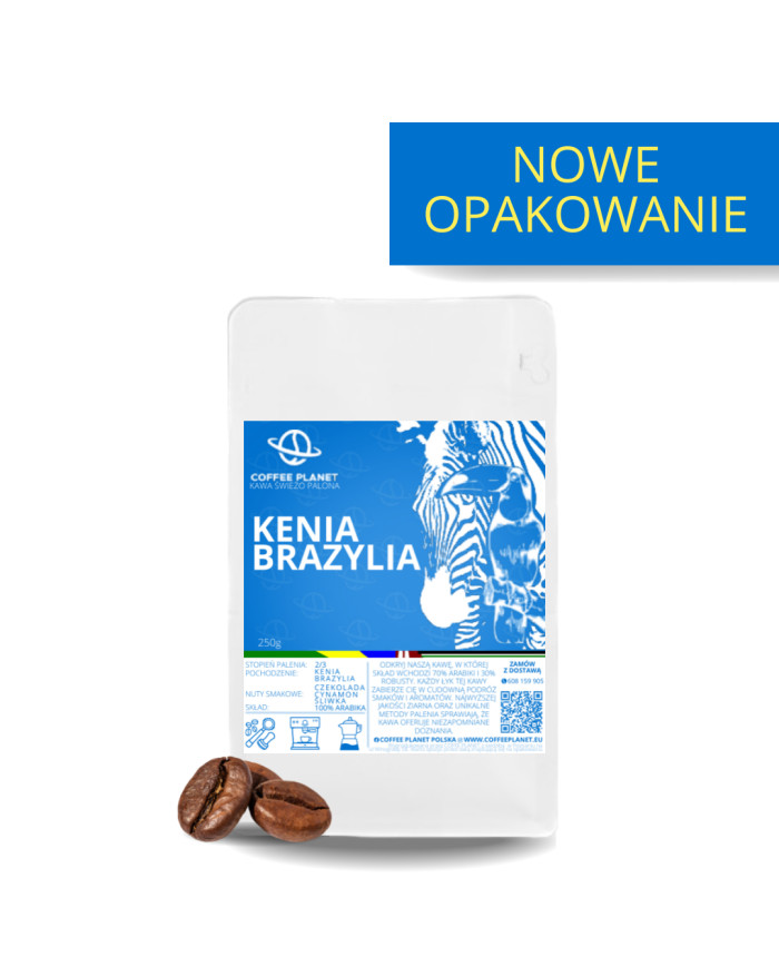 KAWA ŚWIEŻO PALONA KENIA/BRAZYLIA 250g