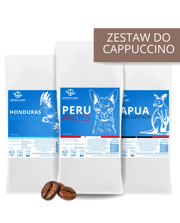 ZESTAW KAW ŚWIEŻO PALONYCH DO CAPPUCCINO - 3 x 1kg