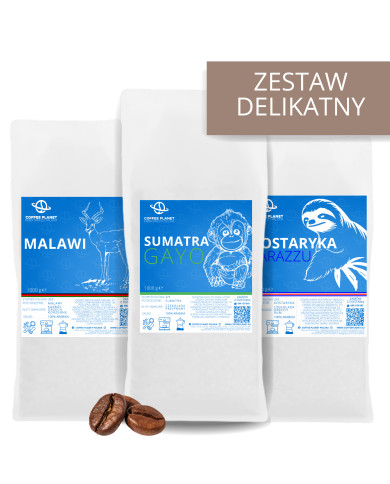 ZESTAW KAW ŚWIEŻO PALONYCH DELIKATNY  3 x 1kg ZESTAW KAW ŚWIEŻO PALONYCH DELIKATNY  3 x 1kg