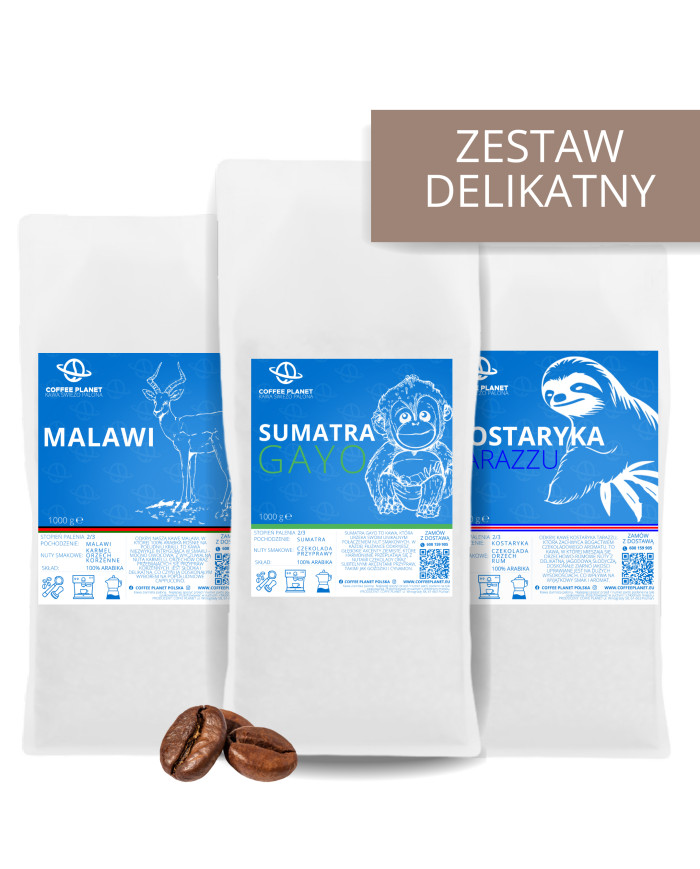ZESTAW KAW ŚWIEŻO PALONYCH DELIKATNY  3 x 1kg