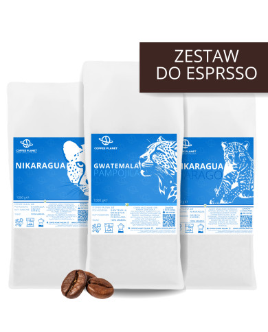 ZESTAW KAW ŚWIEŻO PALONYCH DO ESPRESSO 3 x 1kg ZESTAW KAW ŚWIEŻO PALONYCH DO ESPRESSO 3 x 1kg