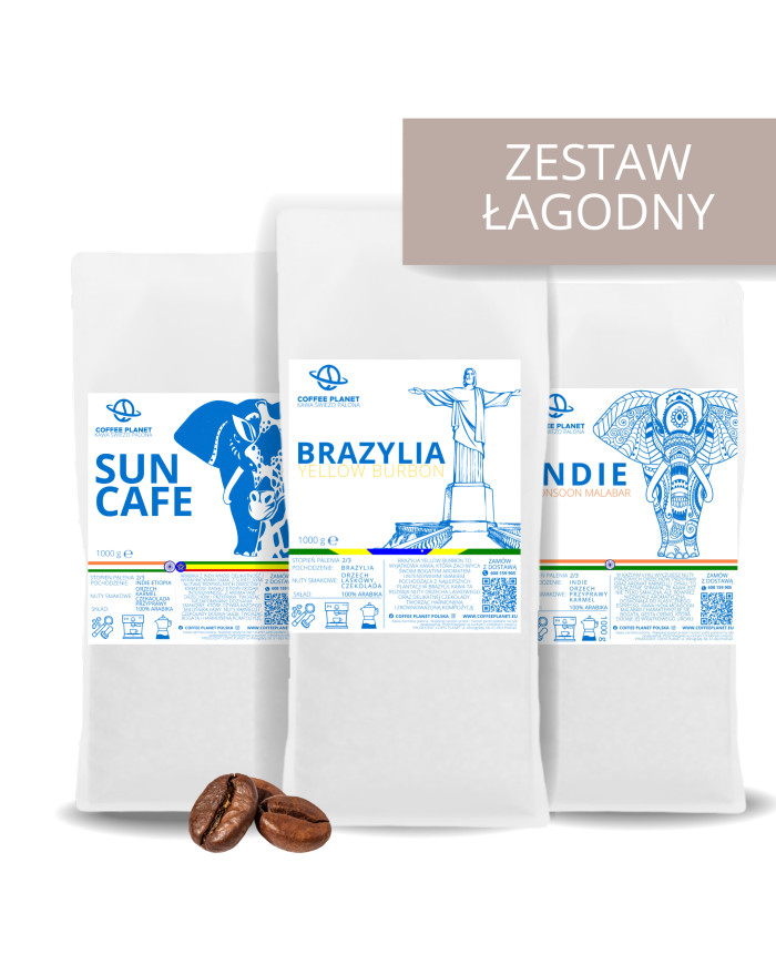 ZESTAW KAW ŚWIEŻO PALONYCH ŁAGODNY 3 x 1kg